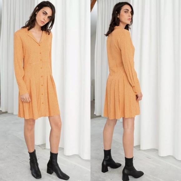 houndstooth pleat midi skater dress